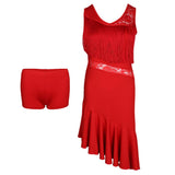 Max Latin Tassel Dance Dress Fringe Stage Performance Costume Dancewear M Red