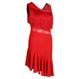 Max Latin Tassel Dance Dress Fringe Stage Performance Costume Dancewear M Red
