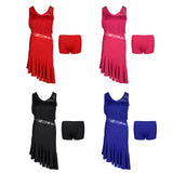 Max Latin Tassel Dance Dress Fringe Stage Performance Costume Dancewear M Red