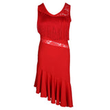 Max Latin Tassel Dance Dress Fringe Stage Performance Costume Dancewear M Red