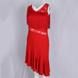 Max Latin Tassel Dance Dress Fringe Stage Performance Costume Dancewear M Red