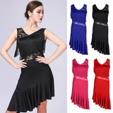 Max Latin Tassel Dance Dress Fringe Stage Performance Costume Dancewear M Red
