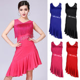 Max Latin Tassel Dance Dress Fringe Stage Performance Costume Dancewear M Red