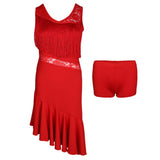 Max Latin Tassel Dance Dress Fringe Stage Performance Costume Dancewear M Red