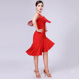 Max Latin Tassel Dance Dress Fringe Stage Performance Costume Dancewear L Red
