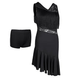 Max Latin Tassel Dance Dress Fringe Stage Performance Costume Dancewear M Black