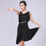 Max Latin Tassel Dance Dress Fringe Stage Performance Costume Dancewear M Black