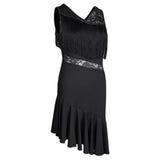 Max Latin Tassel Dance Dress Fringe Stage Performance Costume Dancewear L Black