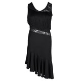 Max Latin Tassel Dance Dress Fringe Stage Performance Costume Dancewear L Black