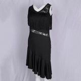 Max Latin Tassel Dance Dress Fringe Stage Performance Costume Dancewear L Black