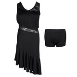 Max Latin Tassel Dance Dress Fringe Stage Performance Costume Dancewear L Black