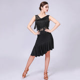 Max Latin Tassel Dance Dress Fringe Stage Performance Costume Dancewear L Black