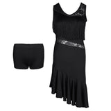 Max Latin Tassel Dance Dress Fringe Stage Performance Costume Dancewear L Black