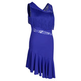 Max Latin Tassel Dance Dress Fringe Stage Performance Costume Dancewear L Blue