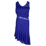 Max Latin Tassel Dance Dress Fringe Stage Performance Costume Dancewear L Blue
