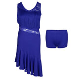 Max Latin Tassel Dance Dress Fringe Stage Performance Costume Dancewear L Blue