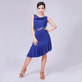 Max Latin Tassel Dance Dress Fringe Stage Performance Costume Dancewear L Blue