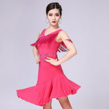 Max Latin Tassel Dance Dress Fringe Stage Performance Costume Dancewear L Pink