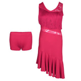 Max Latin Tassel Dance Dress Fringe Stage Performance Costume Dancewear L Pink
