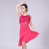 Max Latin Tassel Dance Dress Fringe Stage Performance Costume Dancewear L Pink
