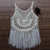 Max Womens Lace Crochet Hollow Out Beach Short Dress Swimwear Cover Up M White