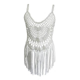 Max Womens Lace Crochet Hollow Out Beach Short Dress Swimwear Cover Up M White