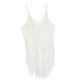 Max Womens Lace Crochet Hollow Out Beach Short Dress Swimwear Cover Up M White