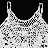 Max Womens Lace Crochet Hollow Out Beach Short Dress Swimwear Cover Up M White