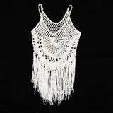 Max Womens Lace Crochet Hollow Out Beach Short Dress Swimwear Cover Up M White