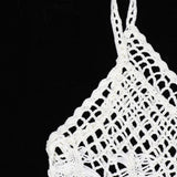 Max Womens Lace Crochet Hollow Out Beach Short Dress Swimwear Cover Up M White