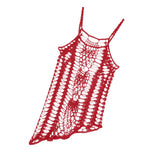 Max Women Crochet Lace Bikini Swimsuit Cover Up Hollow Out Beach Dress Red M