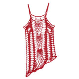 Max Women Crochet Lace Bikini Swimsuit Cover Up Hollow Out Beach Dress Red M
