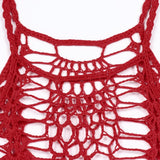 Max Women Crochet Lace Bikini Swimsuit Cover Up Hollow Out Beach Dress Red M