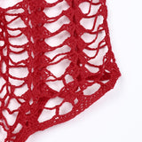 Max Women Crochet Lace Bikini Swimsuit Cover Up Hollow Out Beach Dress Red M