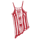 Max Women Crochet Lace Bikini Swimsuit Cover Up Hollow Out Beach Dress Red M