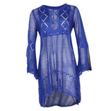 Max Womens Summer Beach Cover Up Bikini Cover Up Hollow Out Swimwear M Blue