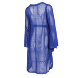 Max Womens Summer Beach Cover Up Bikini Cover Up Hollow Out Swimwear M Blue