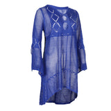 Max Womens Summer Beach Cover Up Bikini Cover Up Hollow Out Swimwear M Blue