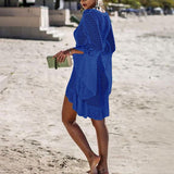 Max Womens Summer Beach Cover Up Bikini Cover Up Hollow Out Swimwear M Blue