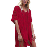 Max Womens V Neck Beach Cover-up Bathing Suit Swimwear Swimsuit Red