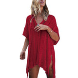 Max Womens V Neck Beach Cover-up Bathing Suit Swimwear Swimsuit Red