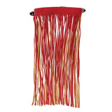 Max Women Punk Fringed Skirt PU Leather Tassels Long Dress Orange-Gold Buckle