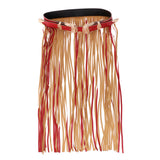 Max Women Punk Fringed Skirt PU Leather Tassels Long Dress Orange-Gold Buckle