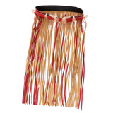Max Women Punk Fringed Skirt PU Leather Tassels Long Dress Orange-Gold Buckle