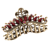 Max Women Large Hair Claw Jaw Clip Metal Rhinestones Crystal Hairpin Red
