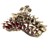 Max Women Large Hair Claw Jaw Clip Metal Rhinestones Crystal Hairpin Red