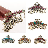 Max Women Large Hair Claw Jaw Clip Metal Rhinestones Crystal Hairpin Red