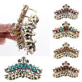 Max Women Large Hair Claw Jaw Clip Metal Rhinestones Crystal Hairpin Red