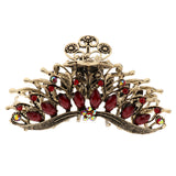 Max Women Large Hair Claw Jaw Clip Metal Rhinestones Crystal Hairpin Red