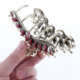 Max Women Large Hair Claw Jaw Clip Metal Rhinestones Crystal Hairpin Red
